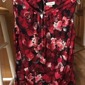 Calvin Klein Red Floral Tank Blouse, M